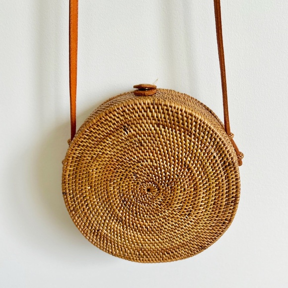 Round Rattan Crossbody Bag, woven shoulder bag Boho style - Picture 8 of 8